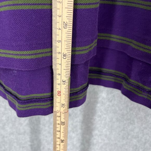 Ralph Lauren Polo Golf Shirt Size CL Purple Green Stripe Vintage Knit Casual - Picture 10 of 12